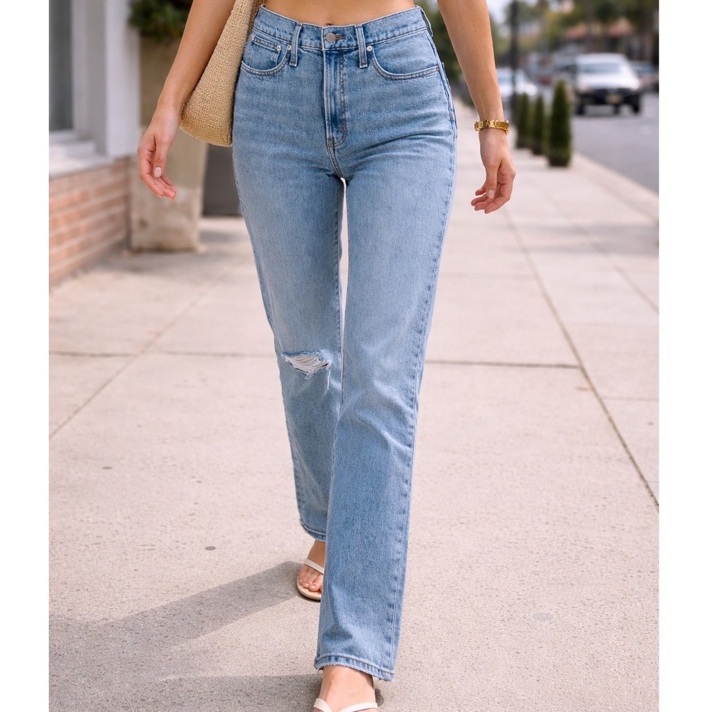 Madewell The‎ Perfect Vintage Crop Jean Light Wash Distressed High Rise 28 X1